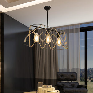 [lux.pro] Hanglamp Harrogate E27 zwart en jute - 2 varianten