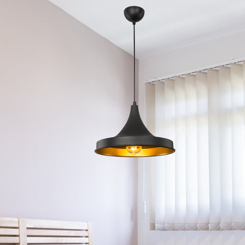 [lux.pro] Hanglamp Bamber Bridge E27 zwart en koperkleurig