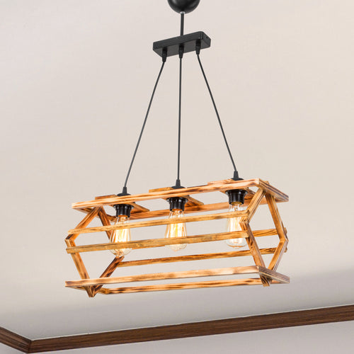 [lux.pro] Hanglamp Kettering E27 zwart en houtkleurig - 2 varianten