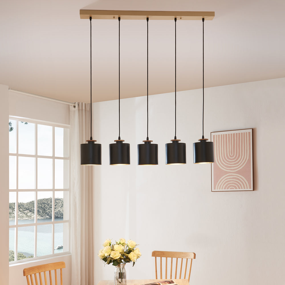 Hängeleuchte Posdand 130x90x14 cm Hout/Zwart [lux.pro] - premiumXL