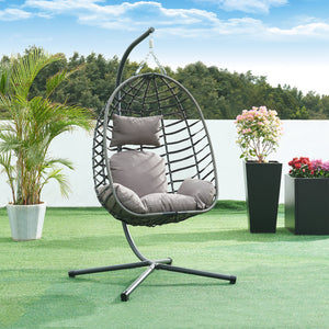 Hangstoel Kandsvas met frame 198x110x95 cm Grijs [en.casa] - premiumXL