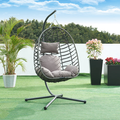 Hangstoel Kandsvas met frame 198x110x95 cm Grijs [en.casa] - premiumXL