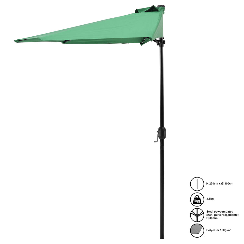 Maatschets [casa.pro] Parasol halfrond voor balkons of terrassen 300x150x230 - 4 varianten