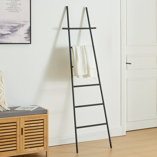 Handdoekrek Øyer 170x45x2 cm staal zwart [en.casa]