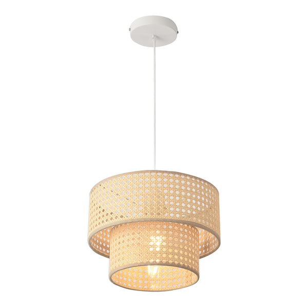 Design hanglamp Ascot E27 wit rotan look lux.pro
