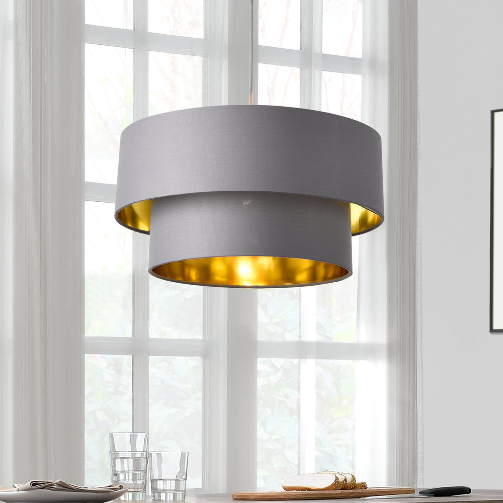 Hängeleuchte Lopar E27 Metaal Stof Grijs - Goud lux.pro - premiumXL