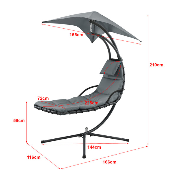 Hangmat met luifel en standaard 166x116x210 cm - 3 varianten
