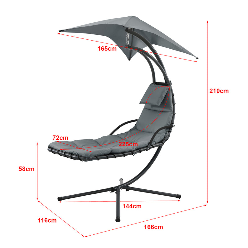 Maatschets Hangmat met luifel en standaard 166x116x210 cm - 3 varianten