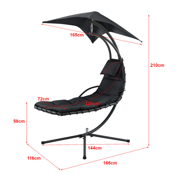 Hangmat met luifel en standaard 166x116x210 cm - 3 varianten