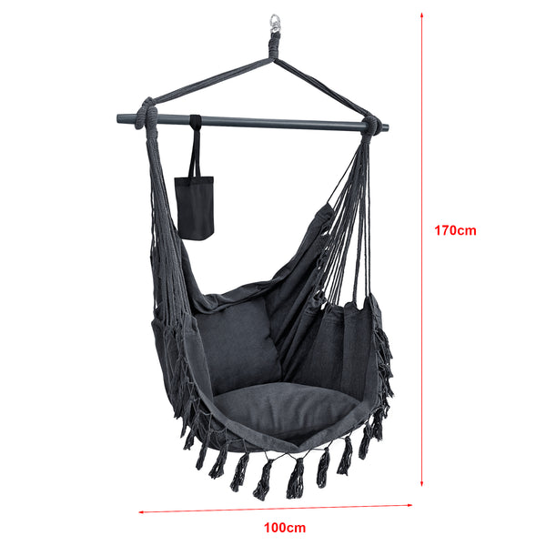 [en.casa] Hangstoel Aranga met 2 kussens max 120 kg - 2 varianten