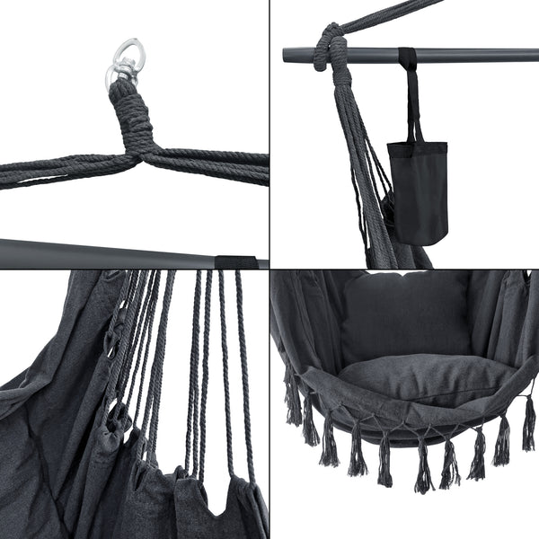 [en.casa] Hangstoel Aranga met 2 kussens max 120 kg - 2 varianten