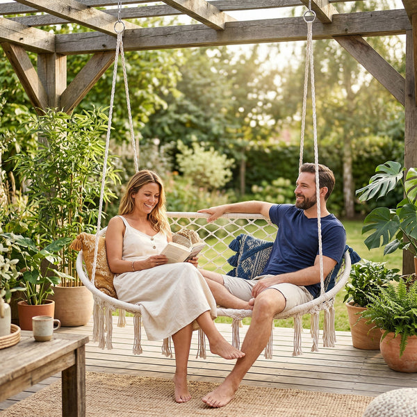 Hangstoel Kailua voor 2 personen cremewit casa.pro