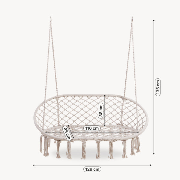 Hangstoel Kailua voor 2 personen cremewit casa.pro