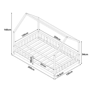 Kinderbed Hesel huisbed met matras en uitvalbeveiliging [en.casa] [neu.haus]