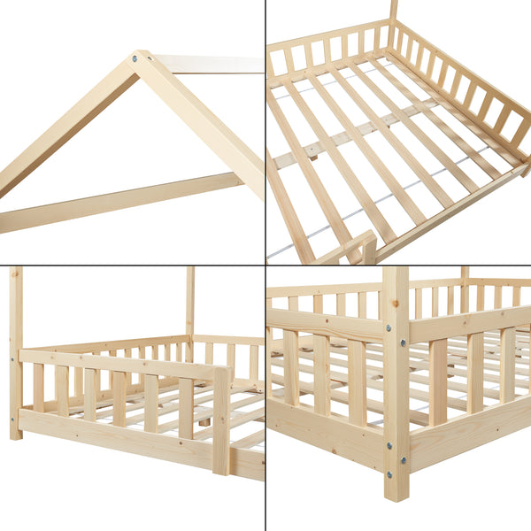 Kinderbed Hesel huisbed met matras en uitvalbeveiliging [en.casa] [neu.haus]
