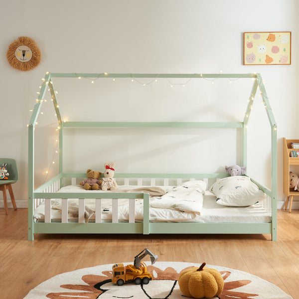 Kinderbed Hesel huisbed met matras en uitvalbeveiliging [en.casa] [neu.haus]