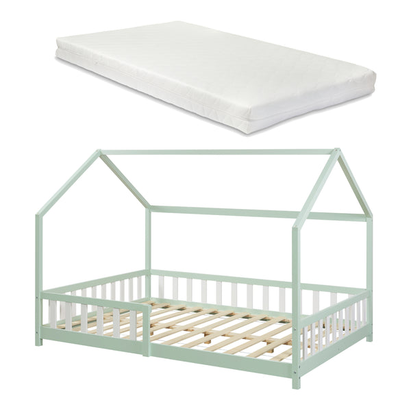 Kinderbed Hesel huisbed met matras en uitvalbeveiliging [en.casa] [neu.haus]