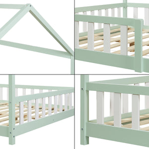 Kinderbed Hesel huisbed met matras en uitvalbeveiliging [en.casa] [neu.haus]