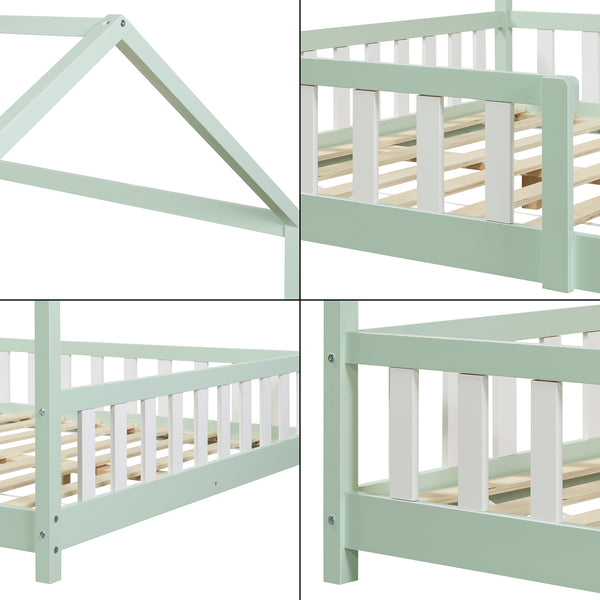 Kinderbed Hesel huisbed met matras en uitvalbeveiliging [en.casa] [neu.haus]