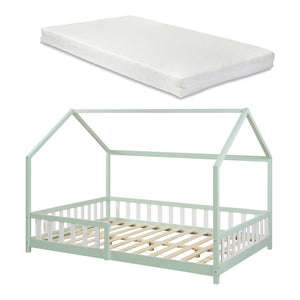 Kinderbed Hesel huisbed met matras en uitvalbeveiliging [en.casa] [neu.haus]