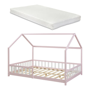 Kinderbed Hesel huisbed met matras en uitvalbeveiliging [en.casa] [neu.haus]