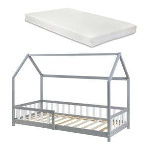 Kinderbed Hesel huisbed met matras en uitvalbeveiliging [en.casa] [neu.haus]