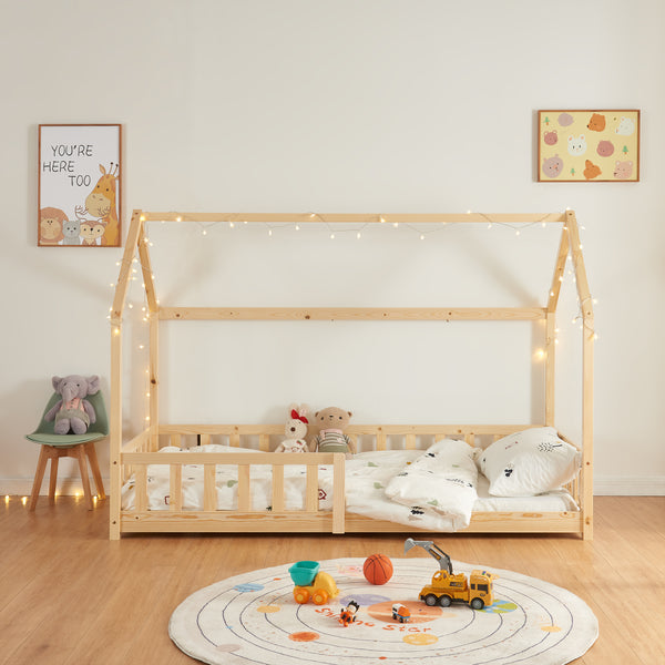 Kinderbed Hesel huisbed met matras en uitvalbeveiliging [en.casa] [neu.haus]