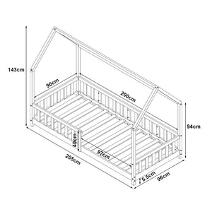 Kinderbed Hesel huisbed met matras en uitvalbeveiliging [en.casa] [neu.haus]