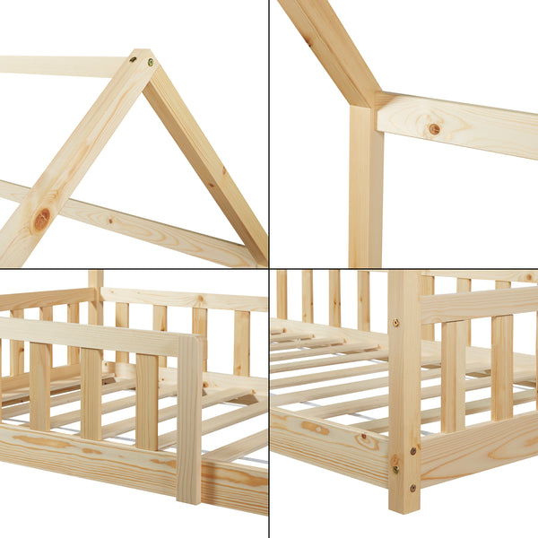 Kinderbed Hesel huisbed met matras en uitvalbeveiliging [en.casa] [neu.haus]