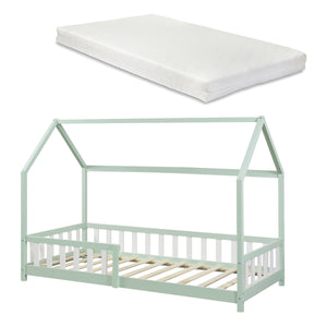 Kinderbed Hesel huisbed met matras en uitvalbeveiliging [en.casa] [neu.haus]