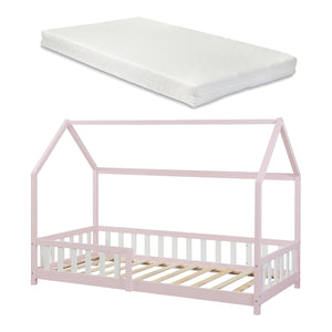 Kinderbed Hesel huisbed met matras en uitvalbeveiliging [en.casa] [neu.haus]