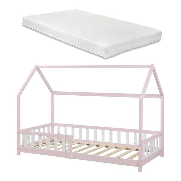 Kinderbed Hesel huisbed met matras en uitvalbeveiliging [en.casa] [neu.haus]