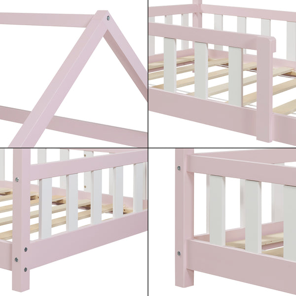 Kinderbed Hesel huisbed met matras en uitvalbeveiliging [en.casa] [neu.haus]