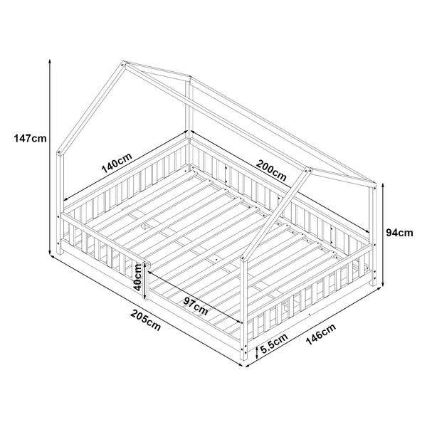 Kinderbed Hesel huisbed met uitvalbeveiliging [en.casa]