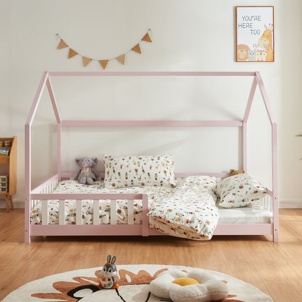 Kinderbed Hesel huisbed met uitvalbeveiliging [en.casa]