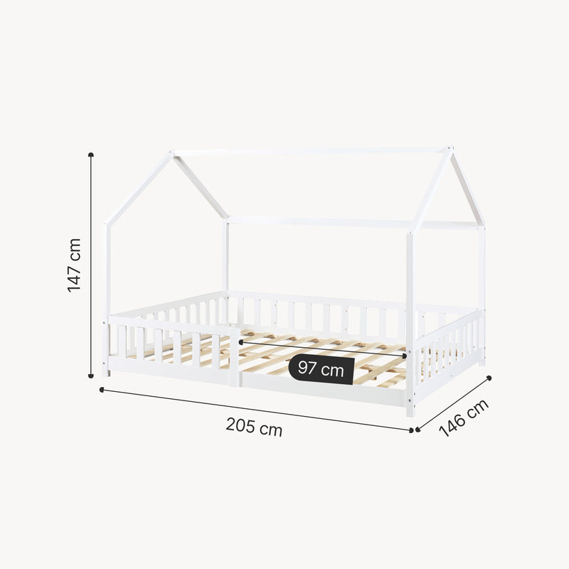 Maatschets Kinderbed Hesel huisbed met uitvalbeveiliging [en.casa]