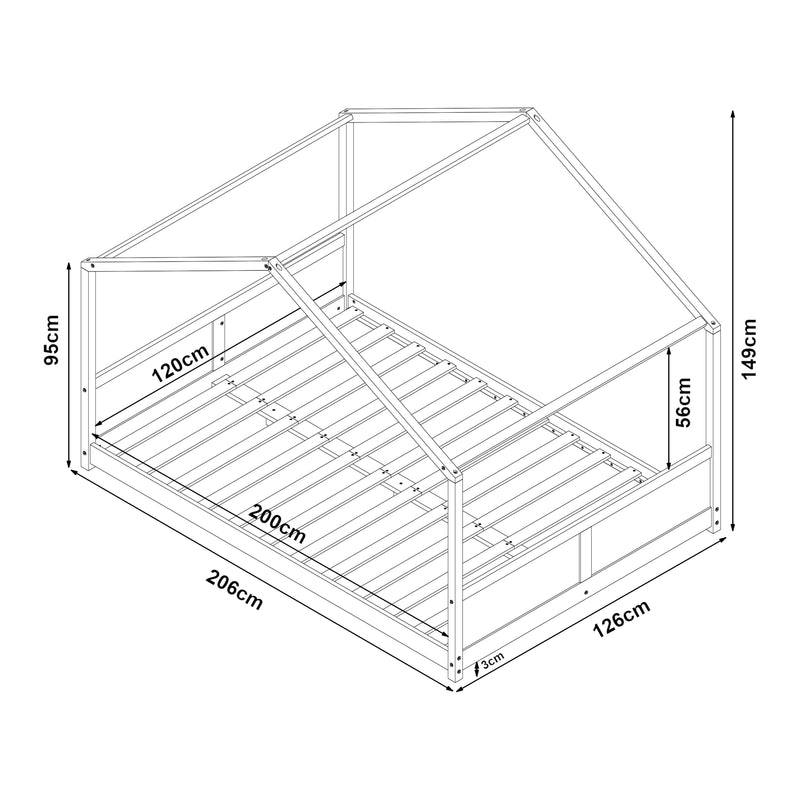 Maatschets Kinderbed Simo huisbed met matras wit [en.casa]