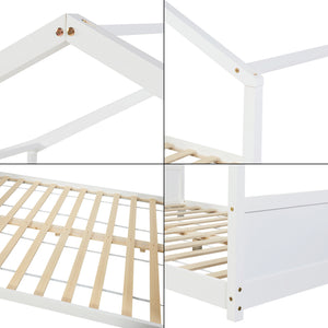 Kinderbed Simo huisbed met matras wit [en.casa]