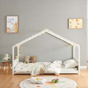 Kinderbed Simo huisbed met matras wit [en.casa]
