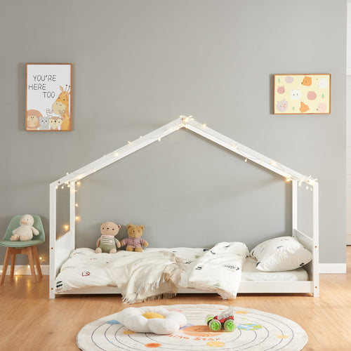 Kinderbed Simo huisbed met matras wit [en.casa]