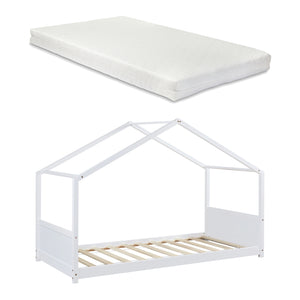 Kinderbed Simo huisbed met matras wit [en.casa]