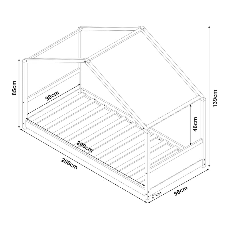 Maatschets Kinderbed Simo huisbed met matras wit [en.casa]