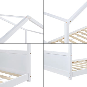 Kinderbed Simo huisbed met matras wit [en.casa]