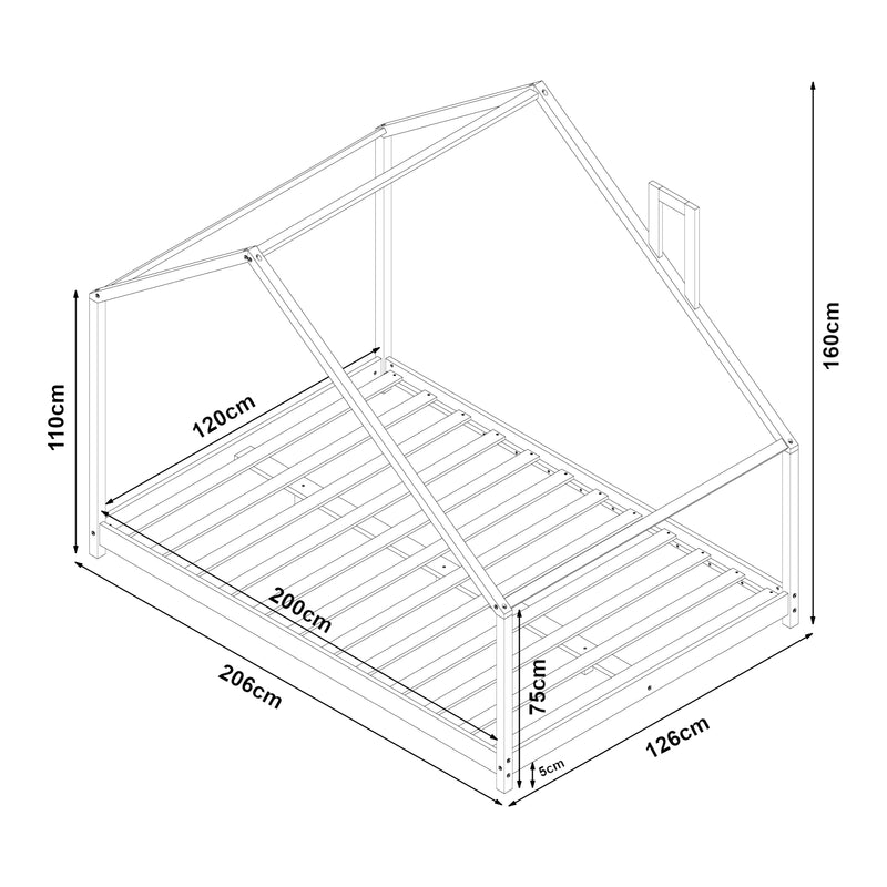 Maatschets Kinderbed Siuntio huisbed met bedbodem naturel [en.casa]