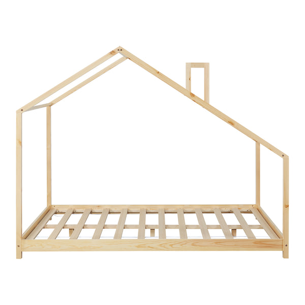 Kinderbed Siuntio huisbed met matras naturel [en.casa]