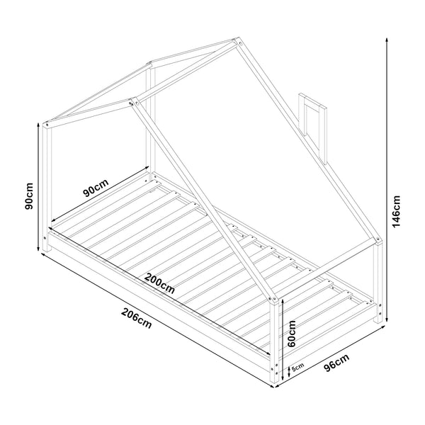 Kinderbed Siuntio huisbed met matras naturel [en.casa]