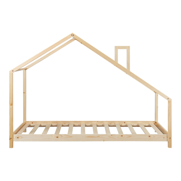 Kinderbed Siuntio huisbed met matras naturel [en.casa]