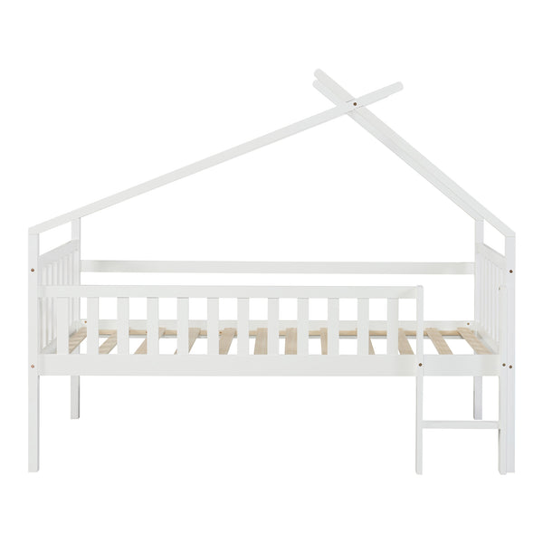 Kinderbed Sotkamo huisbed hoog uitvoering met bedbodem [en.casa]