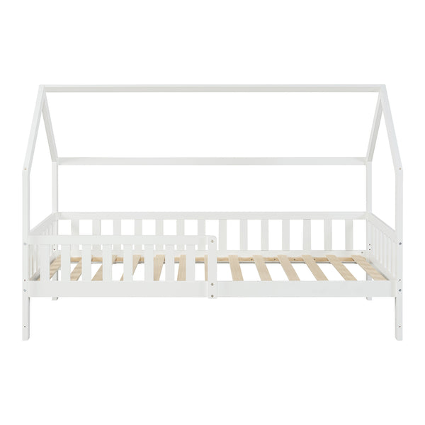 Kinderbed Ydre huisbed met matras en bedbodem wit [en.casa]