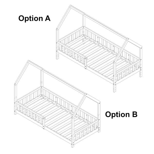 Kinderbed Ydre huisbed met matras en bedbodem wit [en.casa]